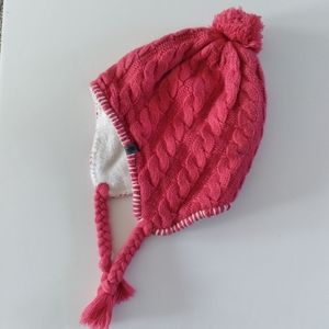 The North Face Cable Knit Winter Hat Teddy Bear lining Dusty Pink